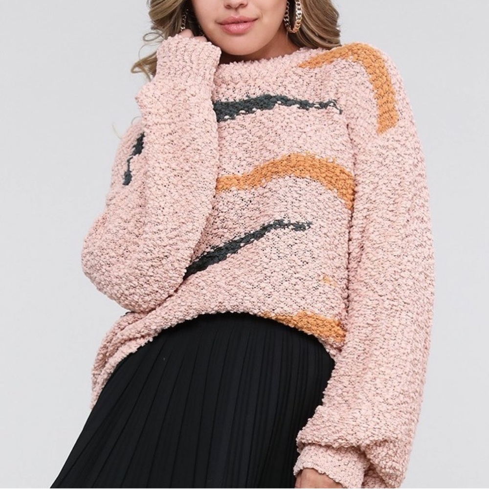 Popcorn fuzzy sweater